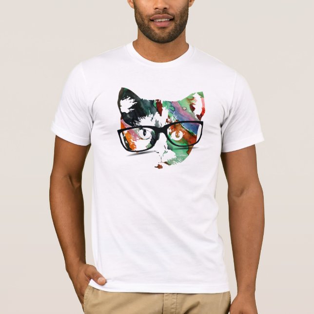T-shirt Hipster Kitty avec lunettes (Devant)