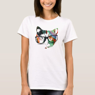 T-shirt Hipster Kitty avec lunettes