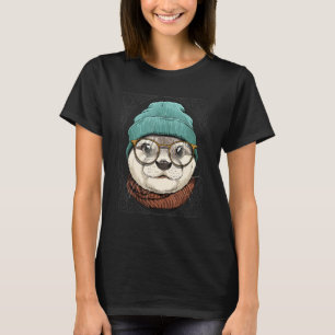 T-shirt Hipster Otter Animal porter des lunettes River Sea