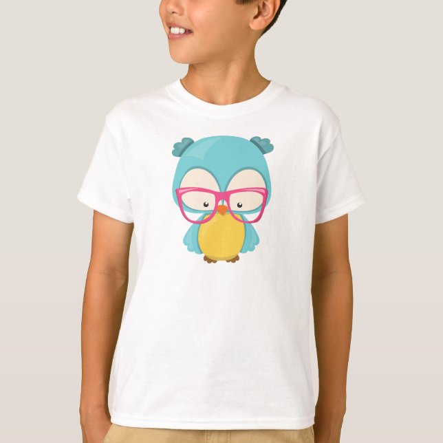 T-shirt Hipster Owl, Chouette Avec Lunettes, Chouette Mign (Devant)