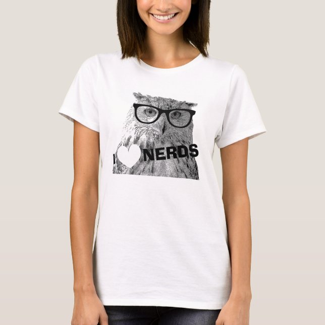 T-shirt hipster pour femmes | J'aime les nerds (Devant)