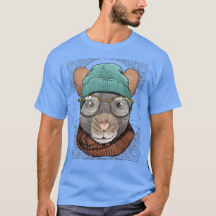 T-shirt Hipster Rat With Glasses Mouse Rodent Lover
