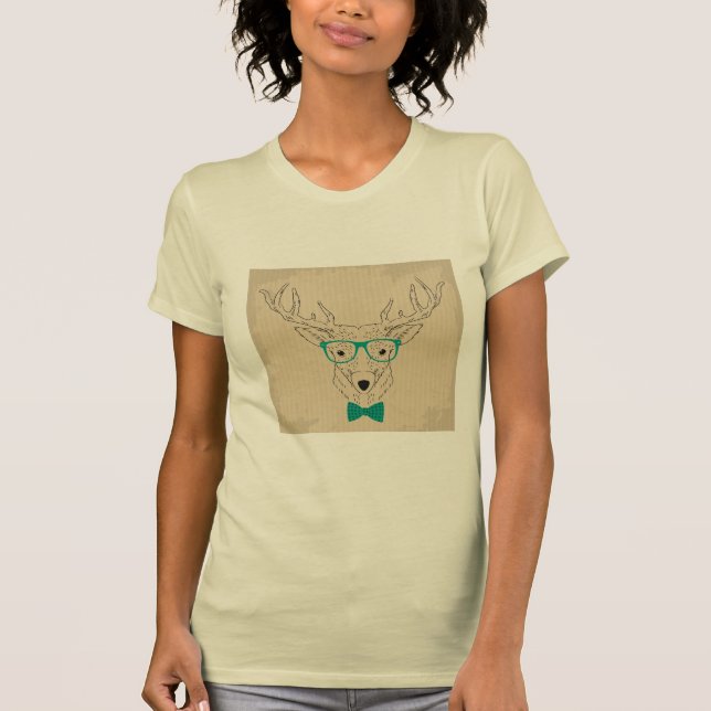 T-shirt Hipster Reindeer Elk avec des lunettes grungy Noël (Devant)