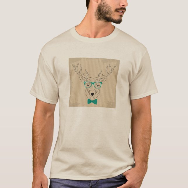 T-shirt Hipster Reindeer Elk avec des lunettes grungy Noël (Devant)