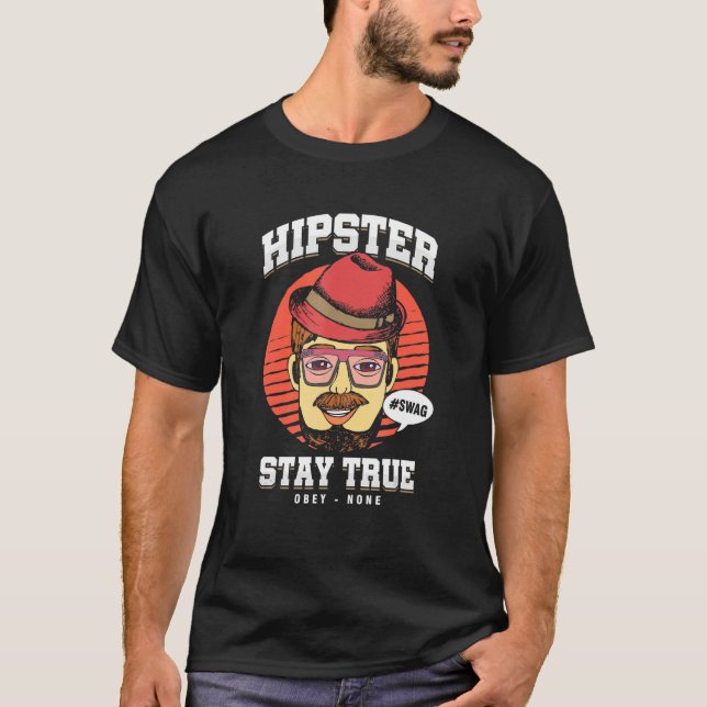 T-shirt Hipster Reste Swag Véritable Obey Aucune Moustache (Devant)