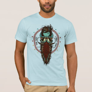 T-shirt Hipster skull fun fact tete de mort crane barbe et