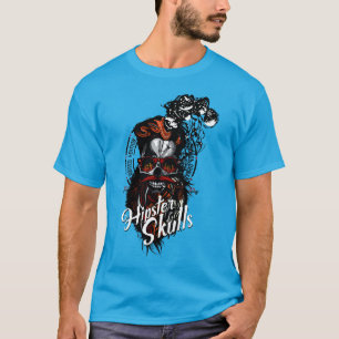 T-shirt hipster_skull_pipe_tete_de_mort_crane_fumer_barbu_