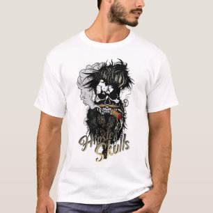 T-shirt hipster_skull_tete_de_mort_cigare_fumer_barbu_mous
