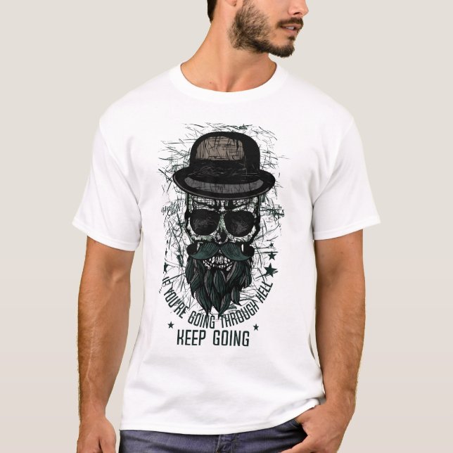 T-shirt hipster_skulls_keep_going_tete de mort crane chape (Devant)