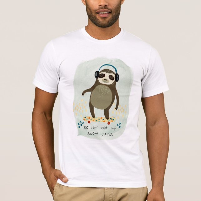T-shirt Hipster Sloth | Rollin' Avec Mes Jams Lents (Devant)