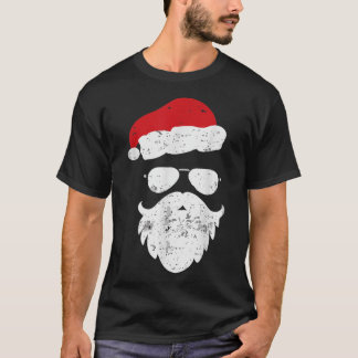 T-shirt Hipsters Père Noël Beard Aviateur Lunettes de sole