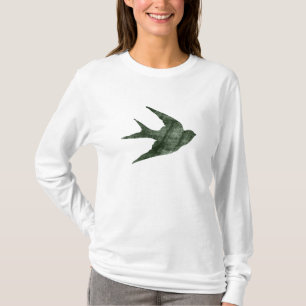 T-shirt Hirondelle Volante Vintage de Style Gravure sur Bo
