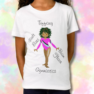 T-Shirt Hispanique Gymnastique, Yeux Brown, Fuchsia Leotar