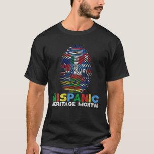 T-shirt Hispanique Mois du patrimoine Doigt Imprimer Compt