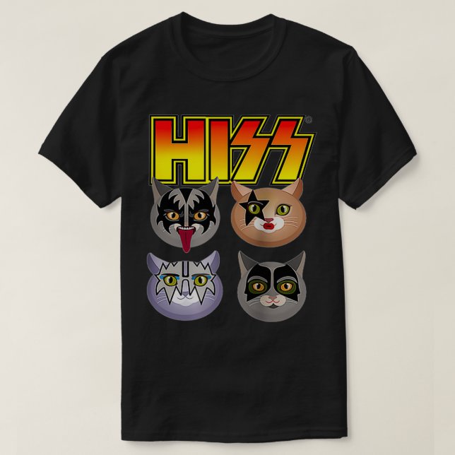 T-shirt Hiss Funny Cats Kittens Rock Rockin Cadeau Tee Pun (Design devant)