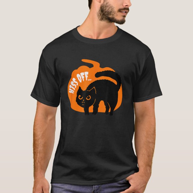 T-shirt Hiss Off Funny Chat noir Amoureux des animaux Hall (Devant)