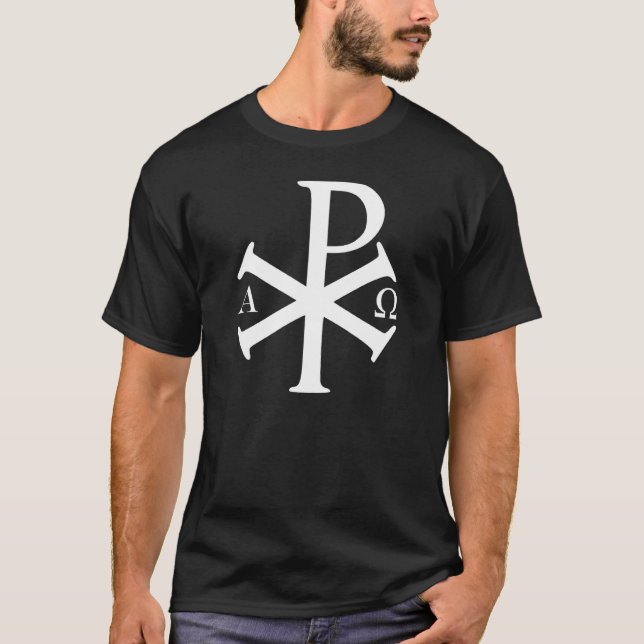 T-shirt Histoire chrétienne Alpha Omega Chi Rho Byzantine  (Devant)