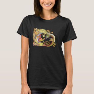 T-shirt Histoire d'Asie Dragon Phénix Avec Perle Mythe Chi