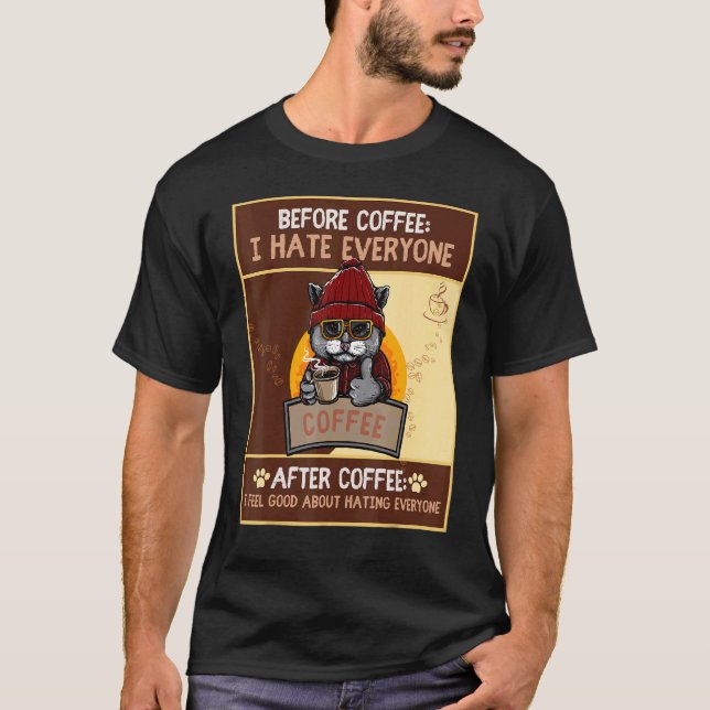 T-shirt Histoire de chat et de café (Devant)
