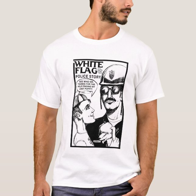 T-SHIRT HISTOIRE DE POLICE DE DRAPEAU BLANC (Devant)