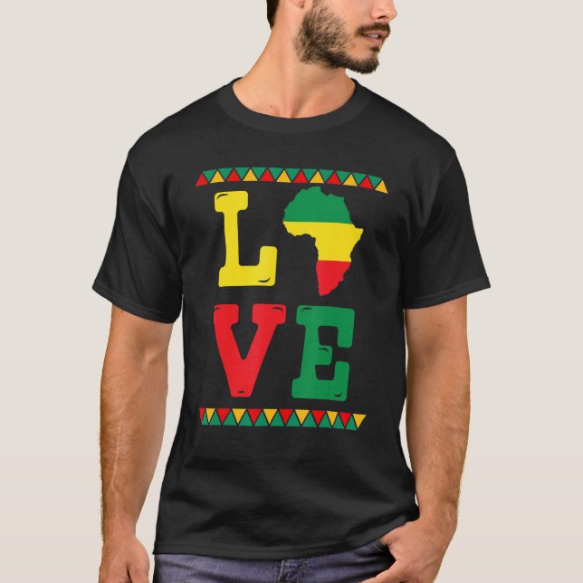 T-shirt Histoire Noire Mois Amour Afrique Africain América (Devant)