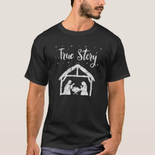 T-shirt Histoire vraie Jésus Nativité Noël Amour Distresse