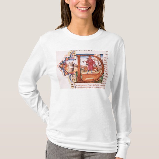 T-shirt Historiated parafent "D" dépeignant un apothicaire (Devant)
