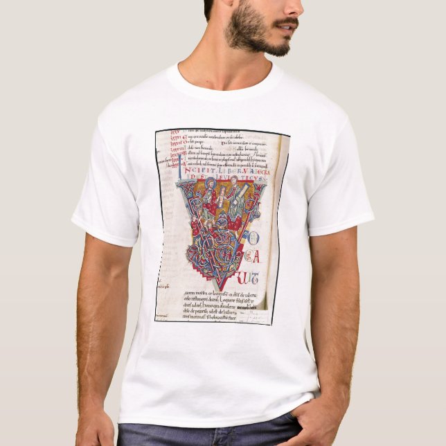 T-shirt Historiated parafent "V" dépeignant une scène (Devant)