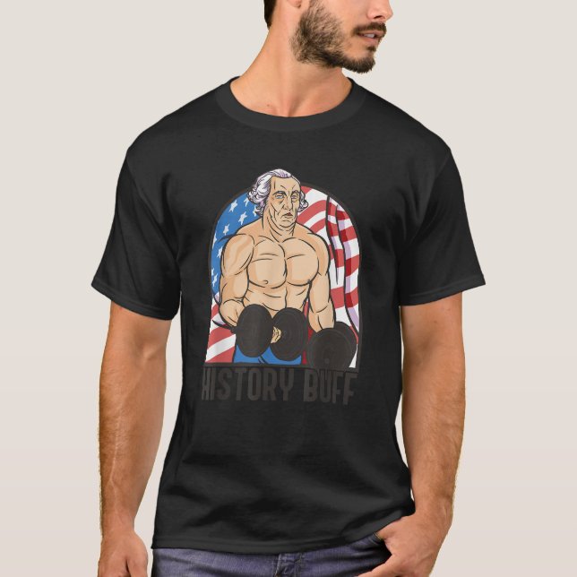 T-shirt HISTORIQUE BUFF George Washington Body Builder mèm (Devant)