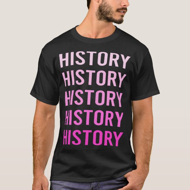 T-shirt Historique du texte rose (Devant)