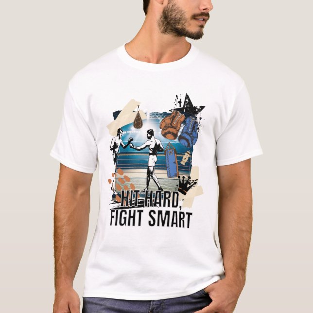 T-shirt Hit Hard FIght Smart - Boxe rétro (Devant)