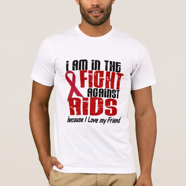 T-shirt HIV de SIDA dans l'ami du combat 1 (Devant)