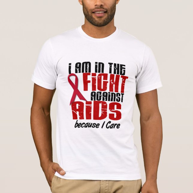 T-shirt HIV de SIDA dans le soin du combat 1 I (Devant)