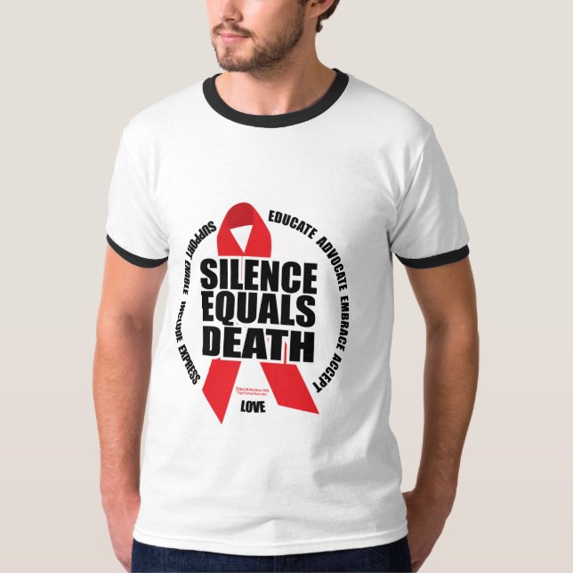 T-shirt HIV/SIDA : Le silence égale la mort (Devant)