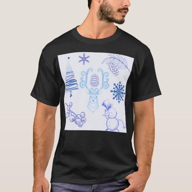 T-shirt Hiver à thème Motif bleu clair (Devant)