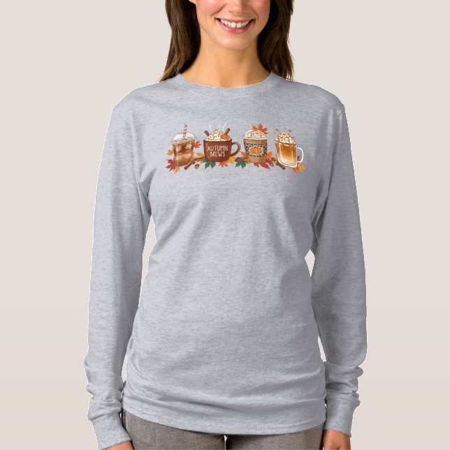 T-shirt Hiver Café Citrouille épice longue manche saison S (Devant)