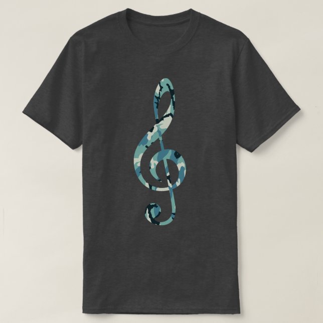 T-shirt Hiver Camo Motif Treble Clef (Design devant)