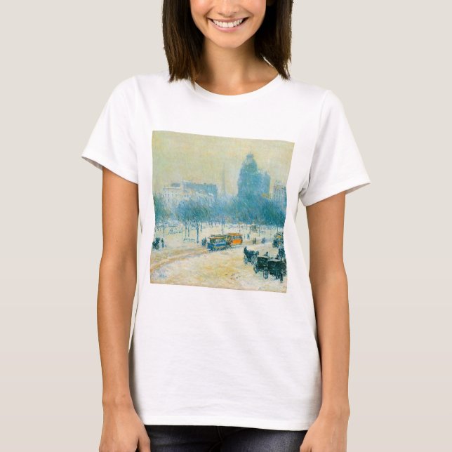 T-shirt Hiver en Union Carré par Frederick Childe Hassam (Devant)