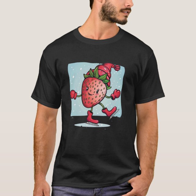 T-shirt Hiver Patinage sur glace Fraise pour les amateurs  (Devant)