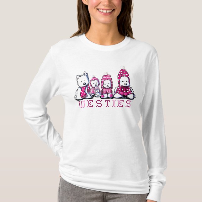 T-shirt Hiver rose Westies (Devant)