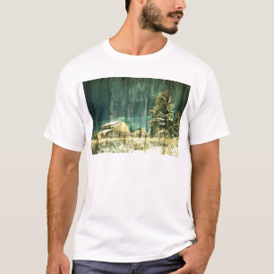 T-shirt hiver rustique à feuillage persistant vieux cabine