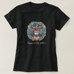 T-shirt Hiver Solstice vacances Deer Wreath Yule Noël