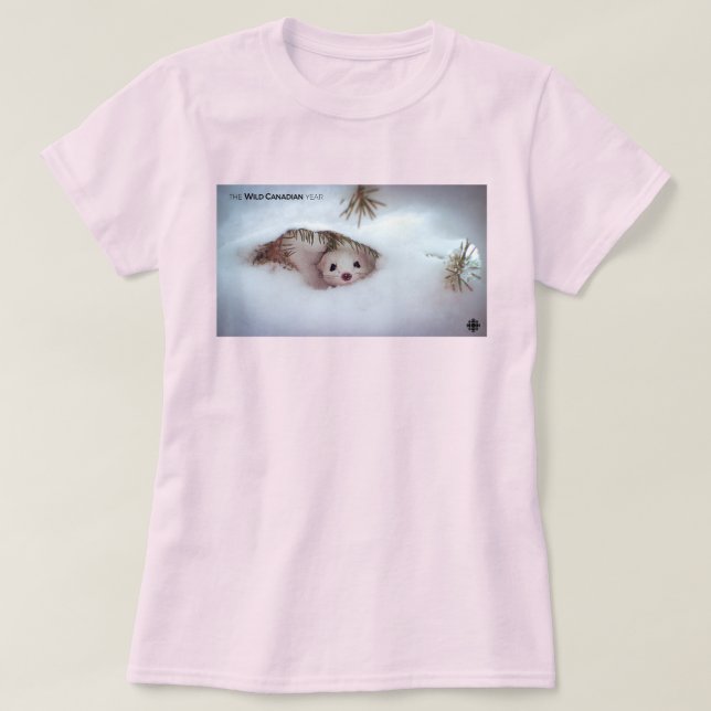 T-shirt Hiver - Weasel féminin à courte queue (Design devant)