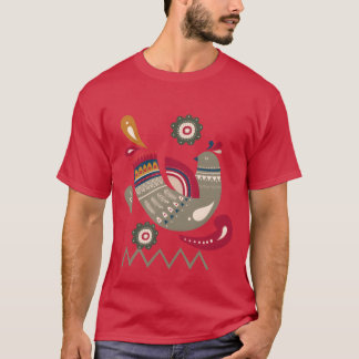 T-shirt Hivernal Scandinave Bird Style ethnique vintage