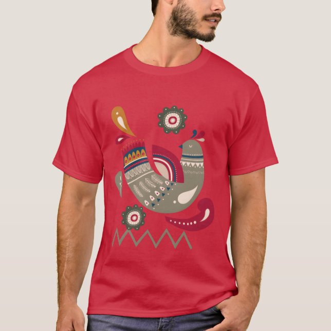 T-shirt Hivernal Scandinave Bird Style ethnique vintage (Devant)
