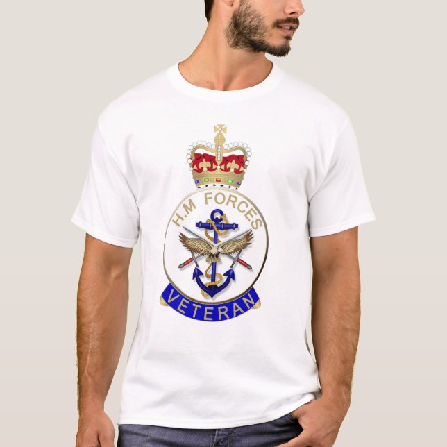 T-SHIRT HM FORCE VÉTÉRAN BADGE. VÉTÉRAN BRITANNIQUE. (Devant)