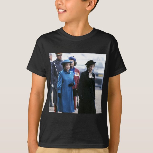 T-shirt HM Queen Elizabeth II-Margaret Thatcher (Devant)