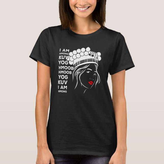 T-shirt Hmong Miao Fier Traditionnelle Fille Femme Hmoob Q (Devant)