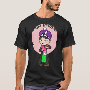 T-shirt Hmong Miao Fier Traditionnelle Fille Femme Hmoob Q