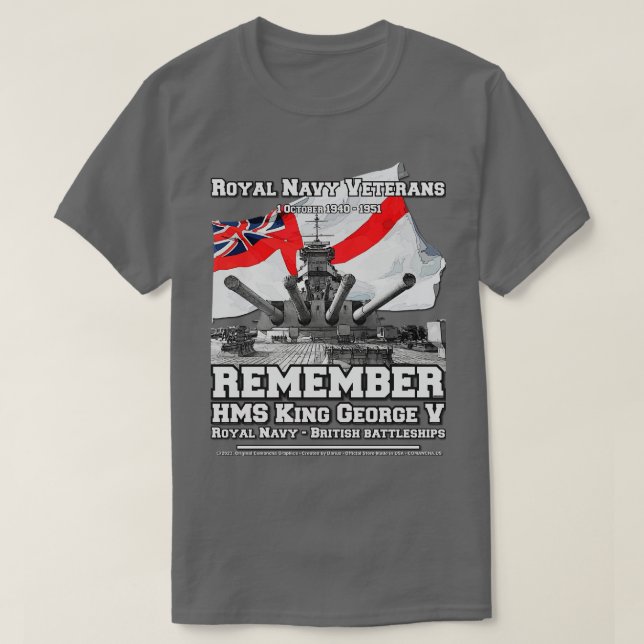 T-shirt HMS King George Vclass Bataillon des anciens comba (Design devant)